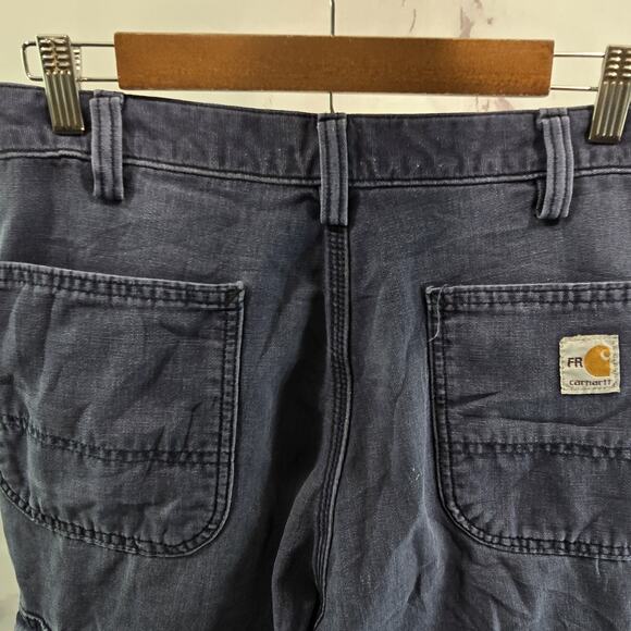 Carhartt Pants Mens 34 X 30 Blue FR Fire Resistant Canvas Cargo Carpenter - Picture 5 of 13